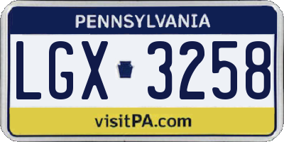 PA license plate LGX3258