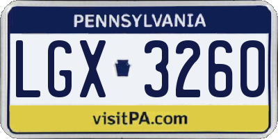 PA license plate LGX3260