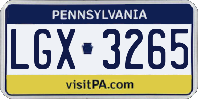 PA license plate LGX3265