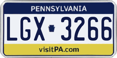 PA license plate LGX3266