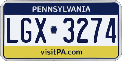 PA license plate LGX3274