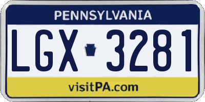 PA license plate LGX3281