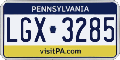 PA license plate LGX3285