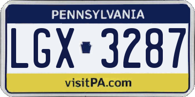PA license plate LGX3287
