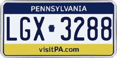 PA license plate LGX3288