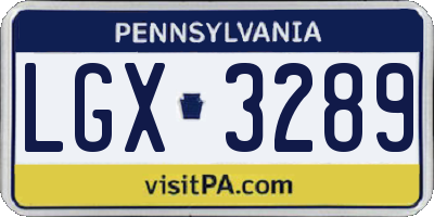 PA license plate LGX3289