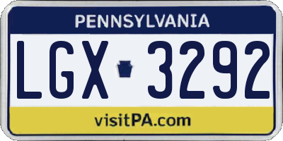 PA license plate LGX3292