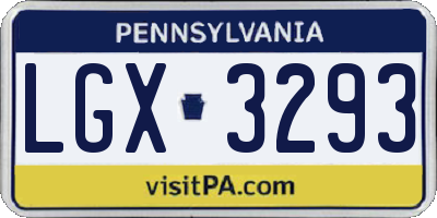 PA license plate LGX3293