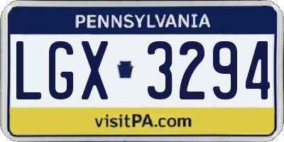 PA license plate LGX3294