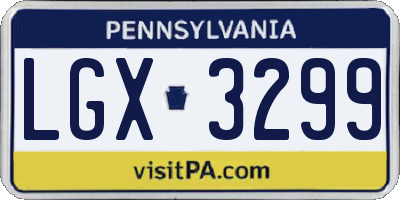 PA license plate LGX3299