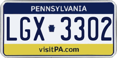 PA license plate LGX3302