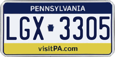 PA license plate LGX3305