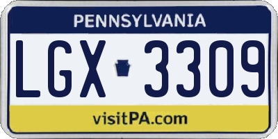 PA license plate LGX3309