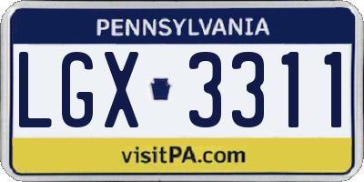 PA license plate LGX3311