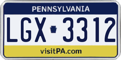PA license plate LGX3312