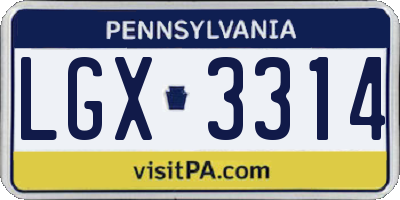 PA license plate LGX3314
