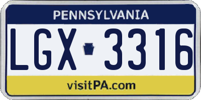 PA license plate LGX3316