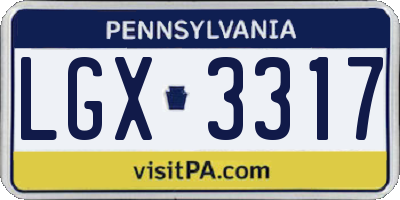 PA license plate LGX3317