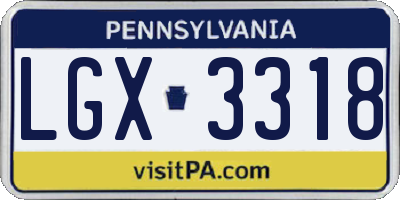 PA license plate LGX3318