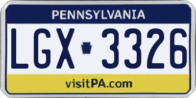 PA license plate LGX3326