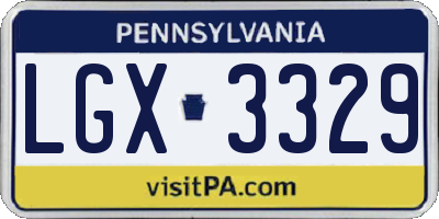 PA license plate LGX3329