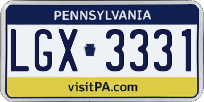 PA license plate LGX3331
