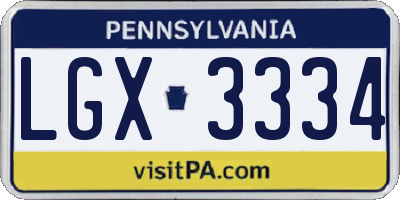 PA license plate LGX3334