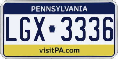 PA license plate LGX3336