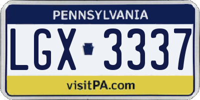 PA license plate LGX3337