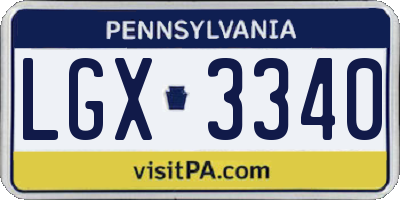 PA license plate LGX3340