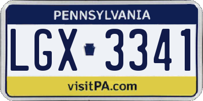 PA license plate LGX3341