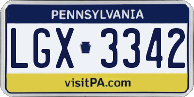 PA license plate LGX3342