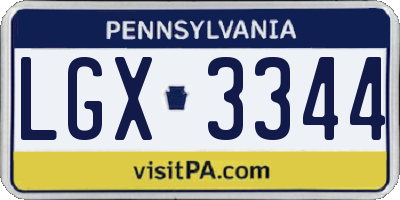 PA license plate LGX3344