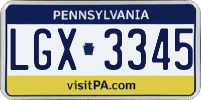 PA license plate LGX3345