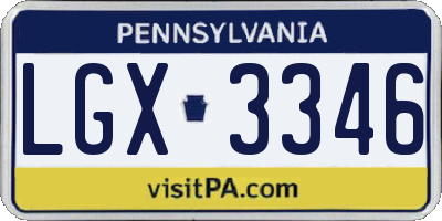 PA license plate LGX3346