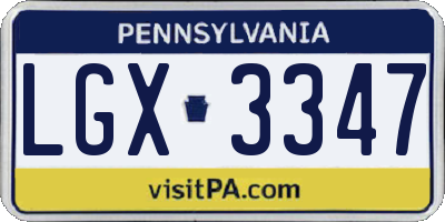 PA license plate LGX3347