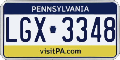 PA license plate LGX3348