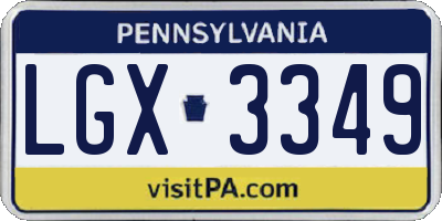 PA license plate LGX3349
