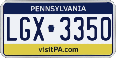 PA license plate LGX3350