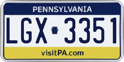 PA license plate LGX3351
