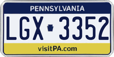 PA license plate LGX3352