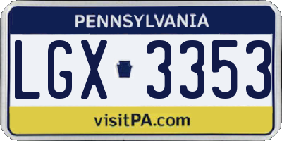 PA license plate LGX3353