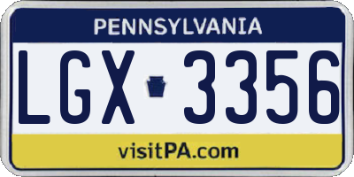 PA license plate LGX3356