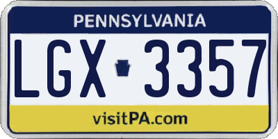 PA license plate LGX3357