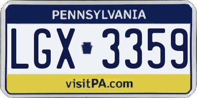PA license plate LGX3359