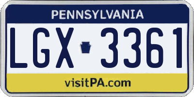PA license plate LGX3361