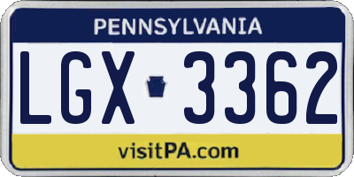 PA license plate LGX3362