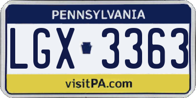 PA license plate LGX3363