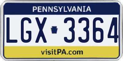 PA license plate LGX3364
