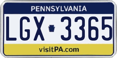 PA license plate LGX3365